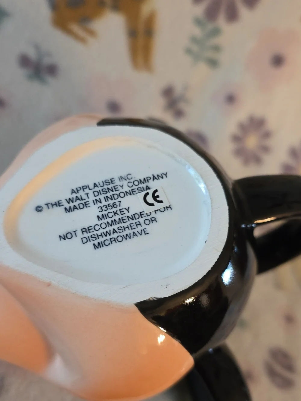Mickey Mouse Ceramic Mug - Black and Peach In Box
